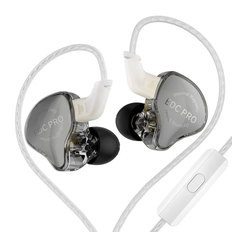KZ EDC Pro Wired In-Ear Earphones with Large Dynamic Drivers, HiFi Monitor Bass Earphones, Detachable Cable, Noise Isolating Wired Headphones with Microphone