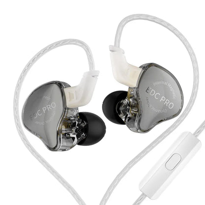 KZ EDC Pro Wired In-Ear Earphones with Large Dynamic Drivers, HiFi Monitor Bass Earphones, Detachable Cable, Noise Isolating Wired Headphones with Microphone
