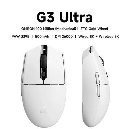 MCHOSE G3 Ultra Wireless Gaming Mouse Tri-Mode PAW3395 26000 DPI, 8K Polling Rate, 64g Ultra-Lightweight Wireless Gaming Mouse for PC, Laptop & Office