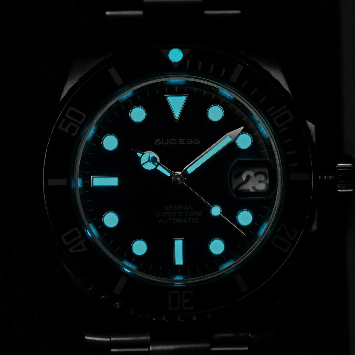 Sugess Men of Watch Automatic Mechanical ST2130 Movement Wristwatches 200M Water Resistant Sapphire Crystal Adjust Clasp S421