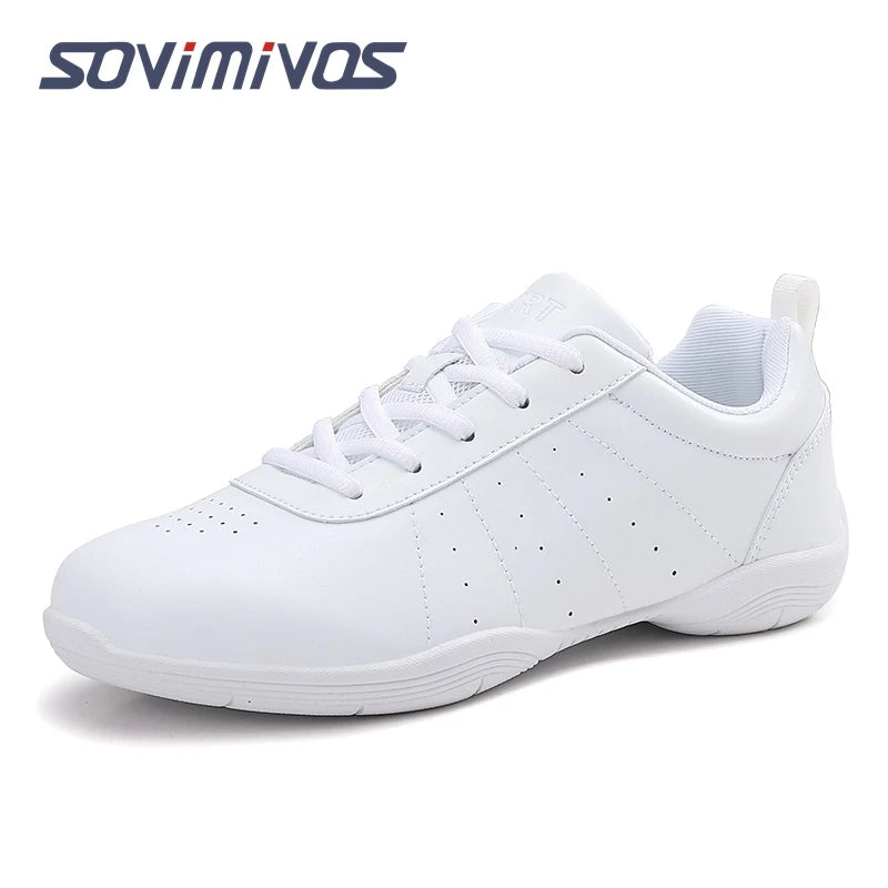 Women Dance Shoes Lightweight Flat Athletic Shoes Competitive Aerobic Gymnastics Shoes Fitness Sports Shoes White Dance Sneakers