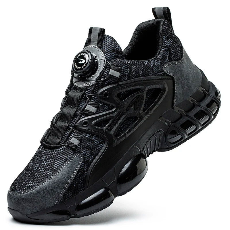 Chaussures de sécurité de travail à bouton rotatif pour hommes, chaussures à bout en acier indestructibles, baskets de travail, bottes de protection, taille 47 48