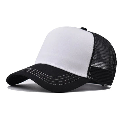 New 5 Pane Mesh Baseball Cap Adult Hip Hop Curved Snapback Hats Summer Sunshade Sun Hat Simple Trucker Cap Advertising