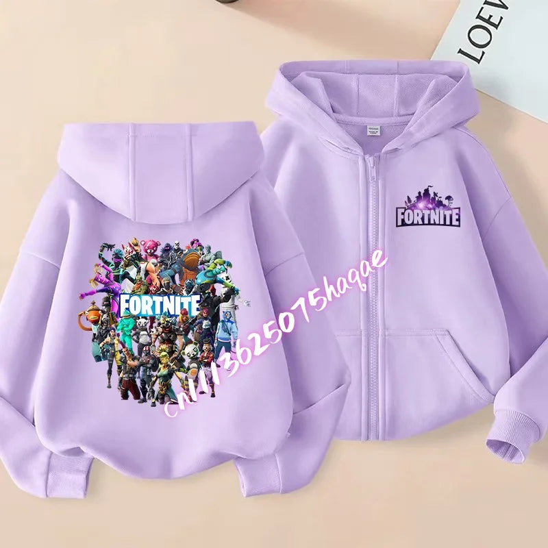 Fortnites Kinder-Kapuzenjacken mit Reißverschluss Anime Fortress Night Sweatshirts Game Frühling Herbst Hoodies Sportbekleidung Kinderkleidung Geschenk