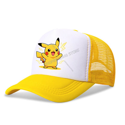 Pokemon Cartoon Baseball Cap for Kids Adult Pikachu Anime Mesh Cap Kawaii Partern Peaked Hat Summer Cap Fashion Accessories Gift