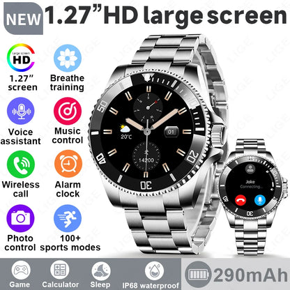 LIGE 2026 Business Smart Watch Men IP68 Waterproof Bluetooth call Sport Men Watches 1.27"HD Screen Health Monitor New Smartwatch