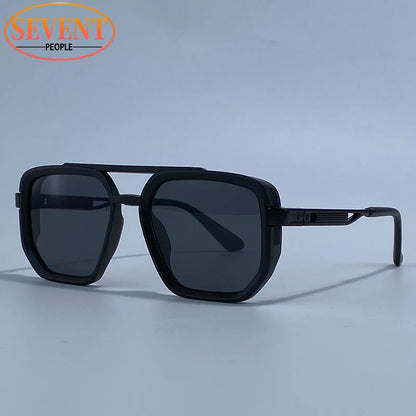 Polarized Square Sunglasses Men 2026 Luxury Vintage Double Bridge Gradient Lens Driving Shades Retro Flat Top Sun Glasses Male