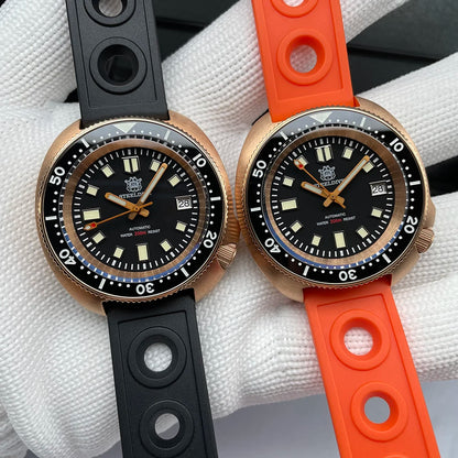 STEELDIVE Men Bronze Dive Watch 200M Water Resistant Ceramic Bronze Bezel Automatic Movement Wristwatch