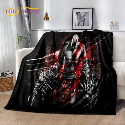 God of War Game Gamers Kratos Soft Plush Blanket,Flannel Blanket Throw Blanket for Living Room Bedroom Bed Sofa Picnic Cover Kid