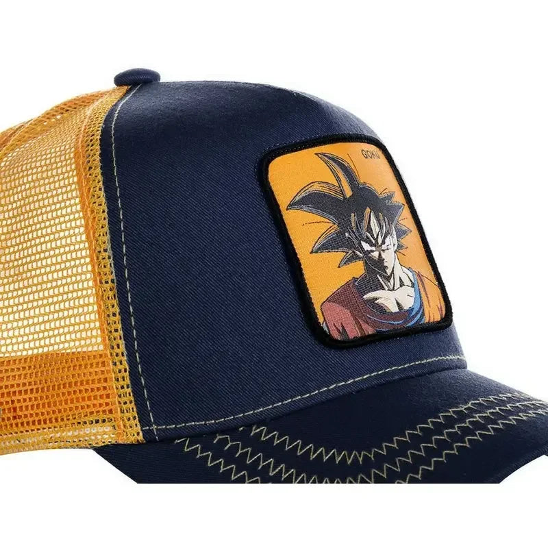 Dragon Ball Son Goku -lippalakki, baseball-lippalakki, kesälippalakki, miesten brodeerattu hip-hop-aurinkolippalakki, säädettävä trucker-lippalakki, verkkokangaslippalakki