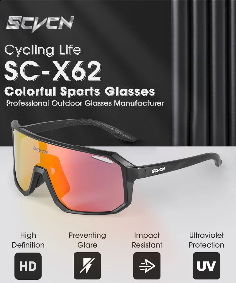 SCVCN New Outdoor Cycling Glasses Bike Sunglasses Men UV400 Eyewear Sports MTB Goggles Bicycle Women Riding Hiking Sunglasses