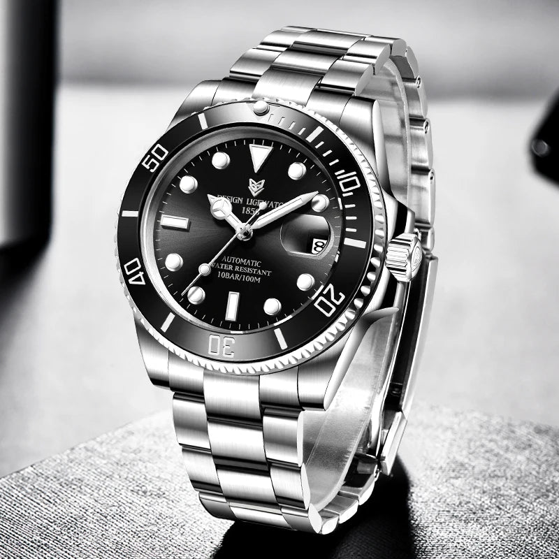 LIGE New Fashion Men's Mechanical Wristwatches Business Watch Men Waterproof Sport Automatic Watch For Men Relogios Masculino