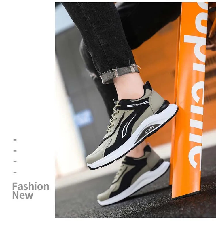 Pantofi sport casual pentru bărbați, stil coreean modern, cu șireturi, confortabili și respirabili, cu talpă groasă, pentru alergare