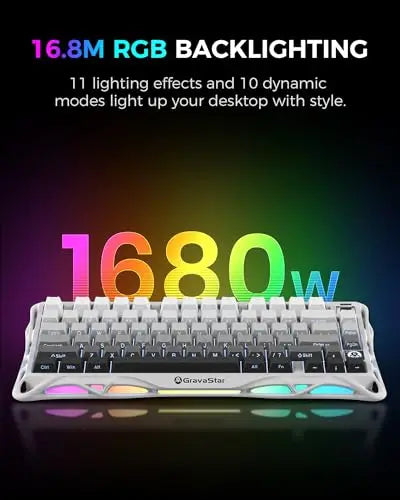 GravaStar Mercury K1 75% Wireless Mechanical Gaming Keyboard, Aluminum Alloy Exoskeleton Design, RGB Backlit，Hot-Swap Socket