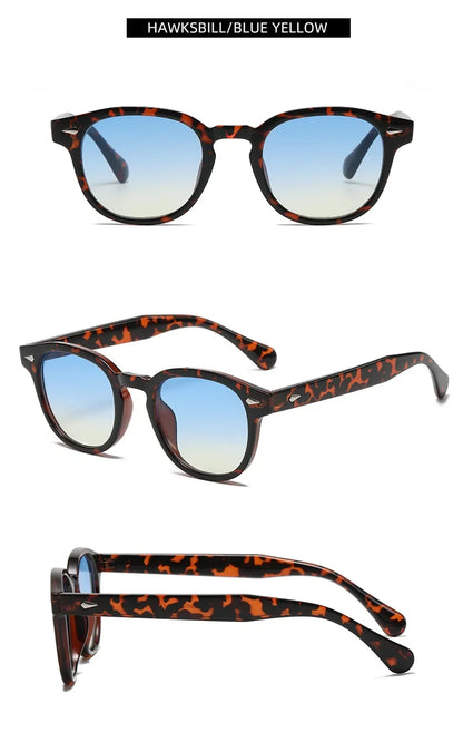 JNPCXI New Retro Round Sunglasses Women Yellow Fashion Rivets Decoration Shades UV400 Men Punk Sun Glasses