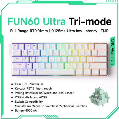Akko MonsGeek FUN60 mechanische Tastatur mit Magnetschaltern, 60% Gaming-Tastatur, Rapid Trigger 0.01mm, 8K ARGB, HE/TMR Custom-Tastatur