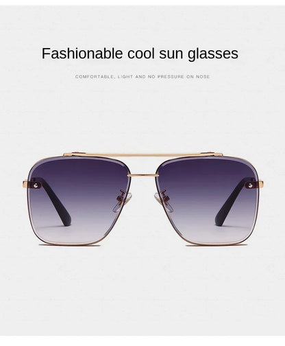 New Metal Square Gradient Sunglasses Fashionable Men Women Luxury Sunglasses Outdoor Sports Driving Fishing Goggles UV400