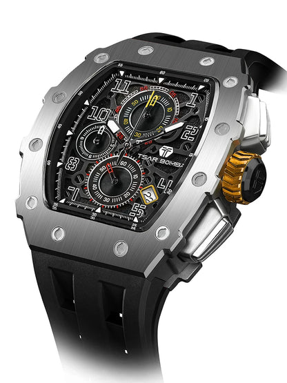 TSAR BOMBA Neue TB8204 Uhr für Herren, Japanisches Quarz-Chronographenwerk, 50M wasserdichte Armbanduhr, modische Sportuhr, luxuriöses Geschenk für Herren