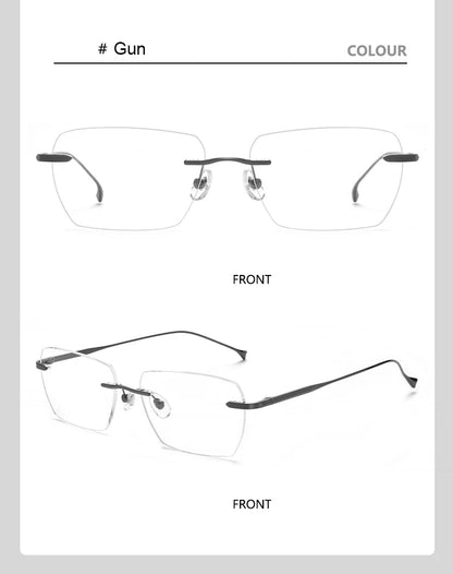 Men Pure Titanium Eyeglasses Frame Women Ultralight Rimless Glasses Blue Light Blocking Lens Prescription Myopia Reading Eyewear