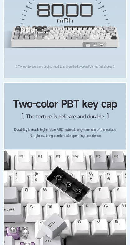 Aula F99 Gaming Mechanical Keyboard Three Mode 2.4g Wireless Bluetooth Wired Hot Swap PBT Gasket RGB For Games Typing 99 Keys