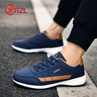 YRZL férfi cipő tavaszra és őszre, vízálló gyalogló sneaker, szabadidős férfi bőr sportcipő, csúszásmentes lábbeli, teniszcipő férfiaknak
