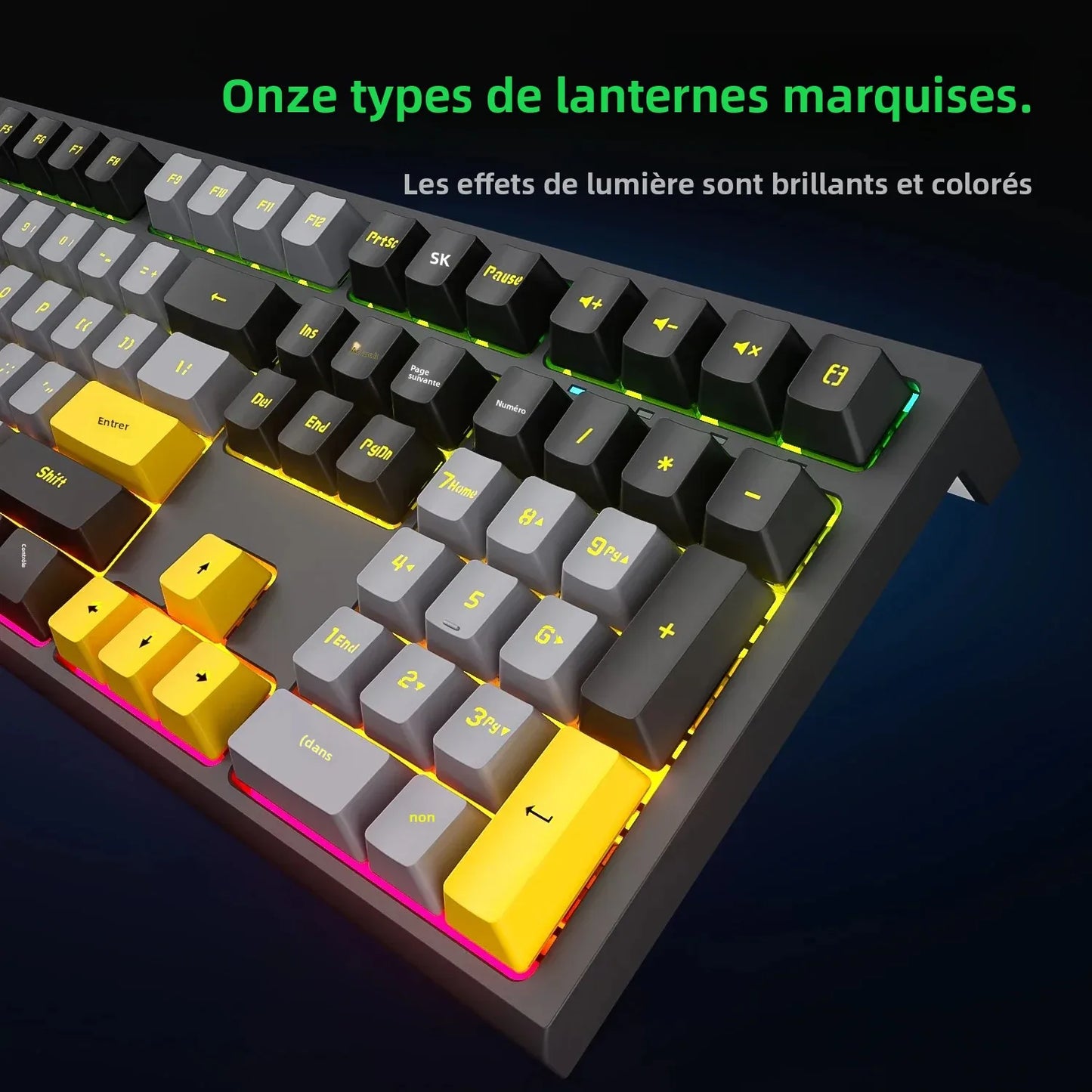 Tastiera meccanica da gaming cablata a 108 tasti con retroilluminazione RGB | Chip da gaming | Bassa latenza | Anti-ghosting | per gamer PC Win/Mac