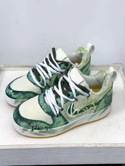 Individuell gestaltete Sneaker Nike Court Borough PRM „Party Star“ – Individuell gestaltete, dekonstruierte Graffiti-Low-Top-Skateschuhe für Herren