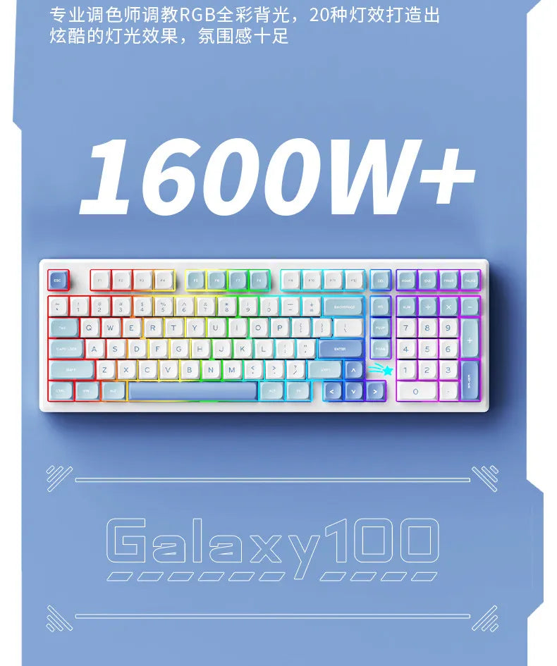 VTER Galaxy100 Full Aluminum Mechanical Keyboard Tri-mode Bluetooth 2.4G Gasket Mount Hot-Swap RGB Gaming Keyboard for PC Mac
