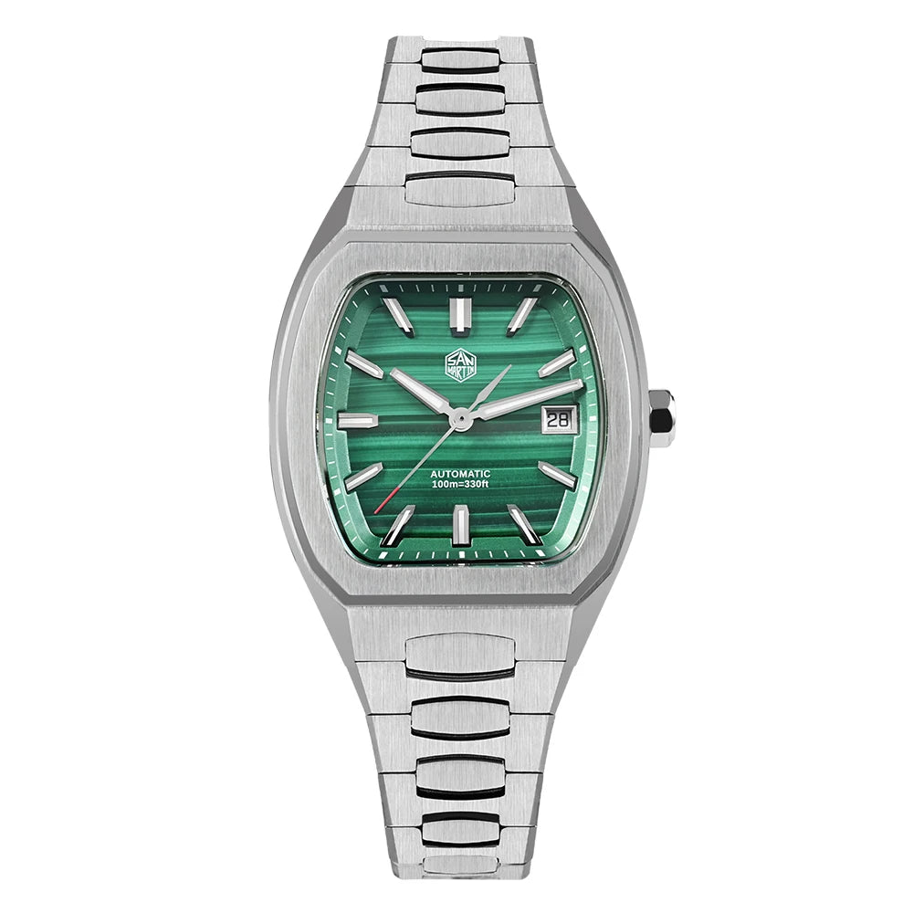 San Martin 39.5mm Tonneau Luxury Men Watch Mineral Dial Casual Sports PT5000 SW200 Automatic Mechanical Sapphire Luminous SN0145