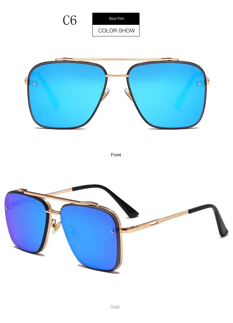 New Metal Square Gradient Sunglasses Fashionable Men Women Luxury Sunglasses Outdoor Sports Driving Fishing Goggles UV400