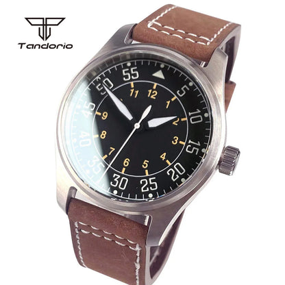 Tandorio Dive 39mm Pilot Men's Stainless Steel Automatic Watch Japan NH35/Miyota 8215/PT5000 AR Sapphire Glass 20BAR Luminous