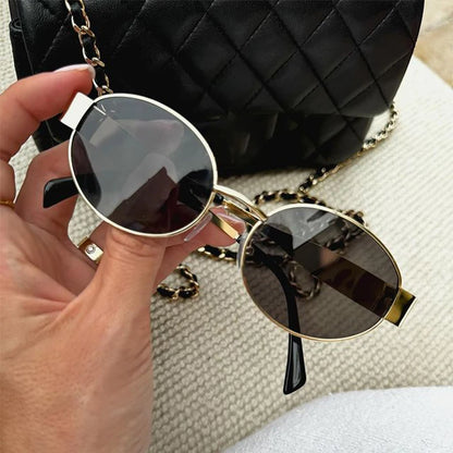 Sexy Small Oval Women's Sunglasses Trendy Luxury Design Metal Frame Shades UV400 Eyewear for Female Classic Vintage Sun Glasses