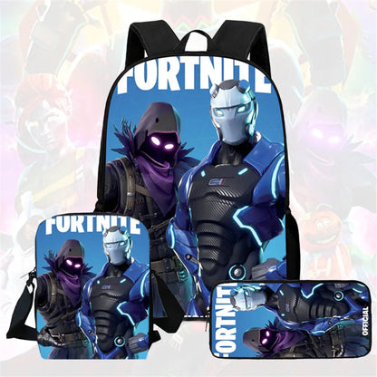 Fortnite 3-piece cartoon set, unisex, includes: Backpack, Crossbody bag, And pencil case  Lightweight and large capacity