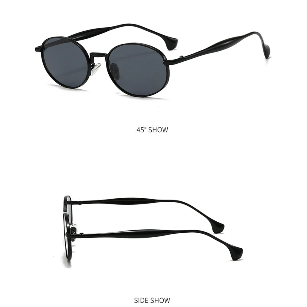 Metal Oval Lens Sunglasses UV Protection Retro Small Frame Sun Glasses Classic Brand Designer Eyepiece for Women Men