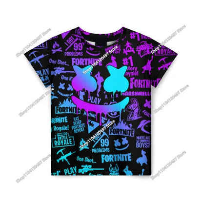 Tricou casual pentru copii Summer Fashion Fortnite Mascot, imprimeu 3D, unisex, pentru băieți și fete, îmbrăcăminte pentru copii, top T-shirt