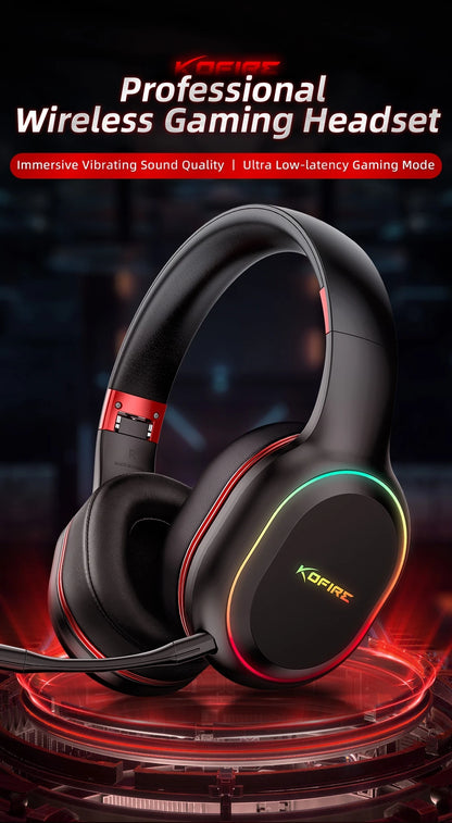 Kofire UG-05 Wireless Gaming Headset with Mic, RGB Lights, 2.4G Bluetooth 5.0 Gaming Headphones for PS5 PS4 PC Switch