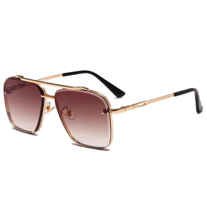 New Metal Square Gradient Sunglasses Fashionable Men Women Luxury Sunglasses Outdoor Sports Driving Fishing Goggles UV400