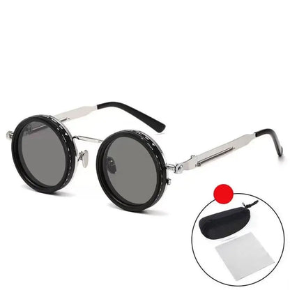 Punk ND9 Anti-UV Sunglasses Round Retro Adjustable Dimming Sunglasses with Glasse Case 9 Level Dimming Anti-UV Glasses Driving