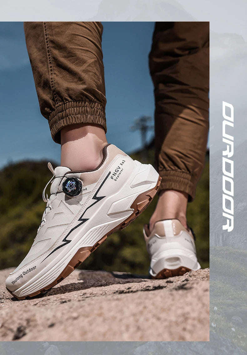 Sneakers til mænd, casual udendørssko, skridsikre, stødabsorberende og alsidige offroad-vandresko med komfortabel, blød sål til løb for mænd