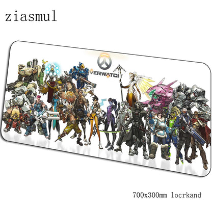 Tappetino mouse Overwatch cartoon per computer 700x300x3mm, tappetino gaming grande Indie Pop per mouse e tastiera, giochi PC gamer da scrivania