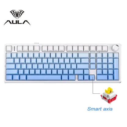 AULA F99 Pro E-Sports-Gaming-Tastatur, mechanisch, Tri-Mode, RGB, Hot-Swappable, 96 %, PBT, anpassbar, kabellos, mit Media-Knob