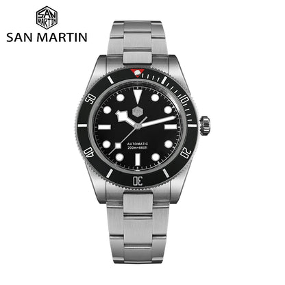 San Martin 40mm Retro Luxury Diver Watch NH35 Automatic Mechanical Watches for Men with Sapphire 200m Waterproof Luminous SN0008