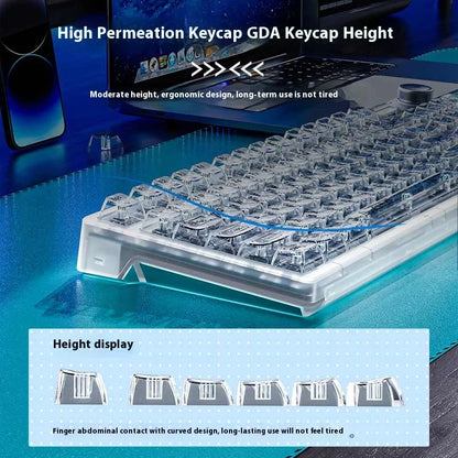 AULA F98PRO Wireless Mechanical Keyboard Transparent Keycaps RGB Backlit Custom 2.4G Hot Swappable Gaming Keyboard With Screem