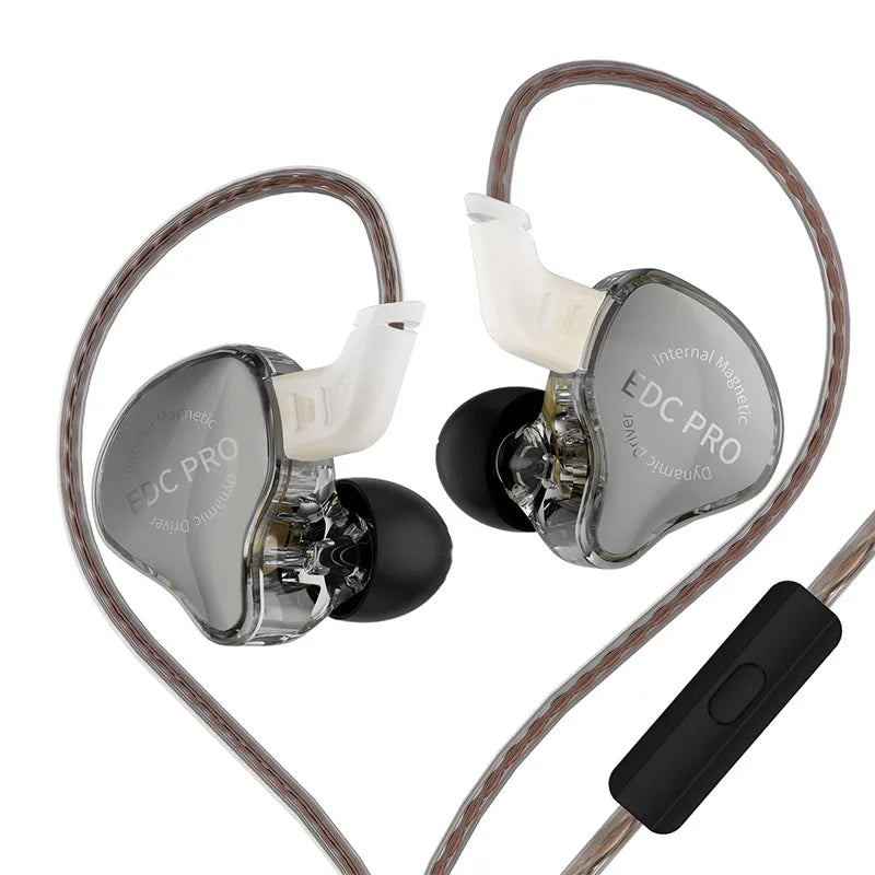 KZ EDC Pro Wired In-Ear Earphones with Large Dynamic Drivers, HiFi Monitor Bass Earphones, Detachable Cable, Noise Isolating Wired Headphones with Microphone
