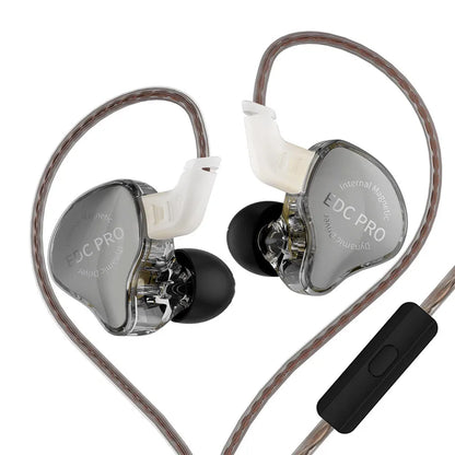 KZ EDC Pro Wired In-Ear Earphones with Large Dynamic Drivers, HiFi Monitor Bass Earphones, Detachable Cable, Noise Isolating Wired Headphones with Microphone