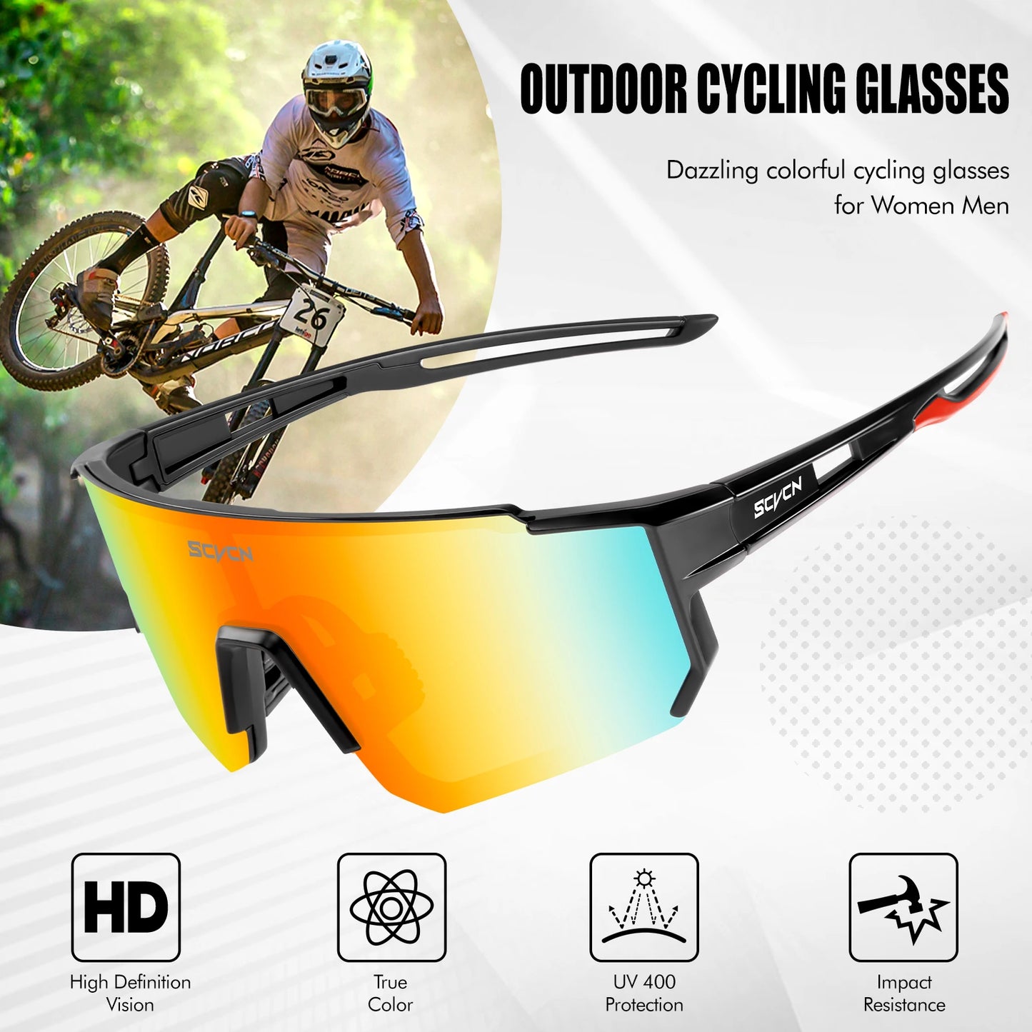 Scvcn Sunglasses Cycling Glasses Photochromic Sports for Men Sun Mountain Bike Road Bicycle Eyewear Goggles UV400 Polarized MTB