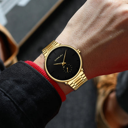 Orologio da uomo CRRJU – Orologio da polso in acciaio inossidabile, stile casual e lussuoso, impermeabile, orologio sportivo al quarzo da uomo