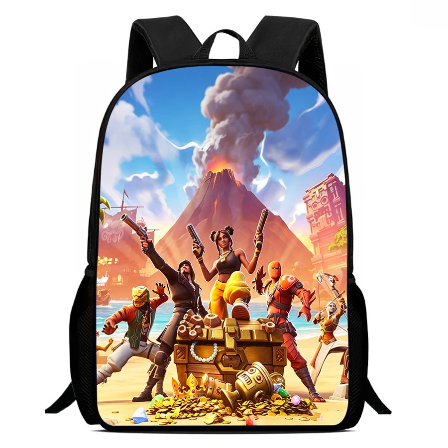 Fortnite Cartoon 15-inch Lightweight Backpack With Adjustable Shoulder Straps Kids Daily School Bag For Boys Girls Age 5-9