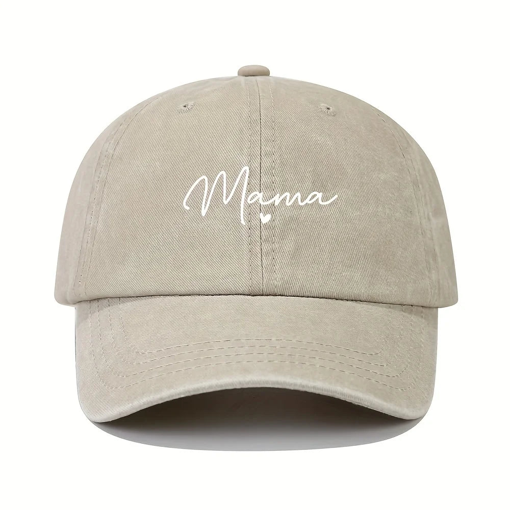 Mom loves patterned printed baseball caps, retro and fashionable women's casual washed dad hats, outdoor soft top sports hats