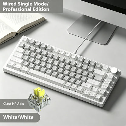 AJAZZ AK820 75% kabelgebundene mechanische Tastatur: Hot-Swap-fähig, RGB-/Weiß-/Eisblau-Hintergrundbeleuchtung, Steuerung per Lautstärkeregler | Für Büro & Gaming